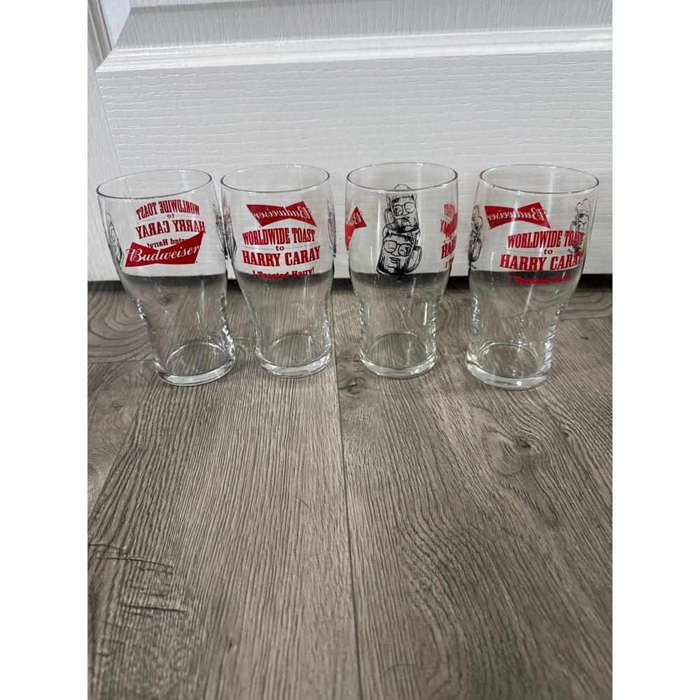 Budweiser Worldwide Toast to Harry Caray Beer Glasses Set of 4 Chicago Cubs MLB